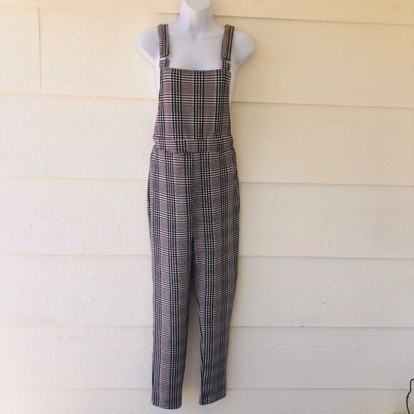 Shein Size Medium (6) Lightweight Checked Adjustable Overalls - Picture 1 of 15